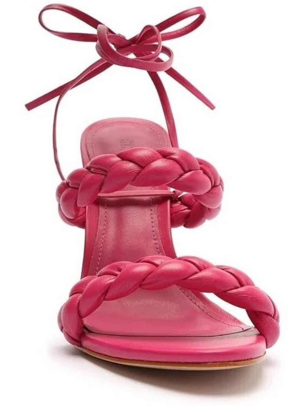 Schutz Zarda Hot Pink Braided Straps Block Heel Size 10. Worn once